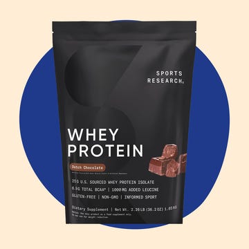 Two protein powder bags side by side, one orange mango flavor and the other Dutch chocolate flavor, with a glass of liquid. Two protein powder bags side by side, one orange mango flavor and the other Dutch chocolate flavor, with a glass of liquid.