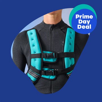 Two life vests with buckles, one blue on black and one olive on beige, Prime Day deal badge on blue background. Two life vests with buckles, one blue on black and one olive on beige, Prime Day deal badge on blue background.