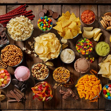 Group of Sweet and Salty Snacks, Perfect for Binge Watching Group of Sweet and Salty Snacks, Perfect for Binge Watching
