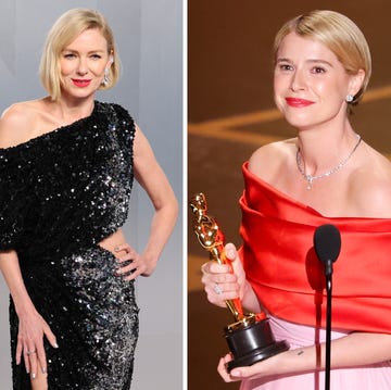 various glamorous evening dresses worn by individuals at a formal event