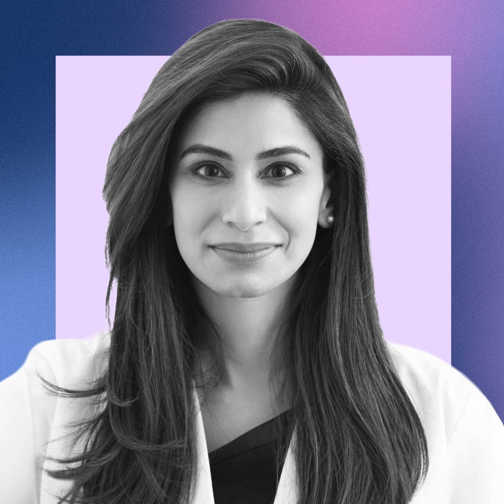Portrait of a woman with long hair, wearing a white coat, set against a colorful gradient background. Portrait of a woman with long hair, wearing a white coat, set against a colorful gradient background.