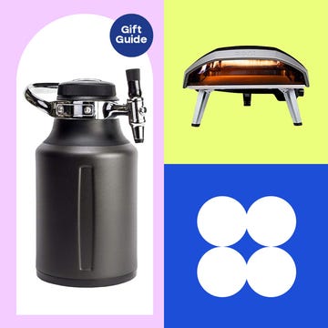 Collage of gift ideas: blanket, growler, pizza oven, and Boggle game. Collage of gift ideas: blanket, growler, pizza oven, and Boggle game.