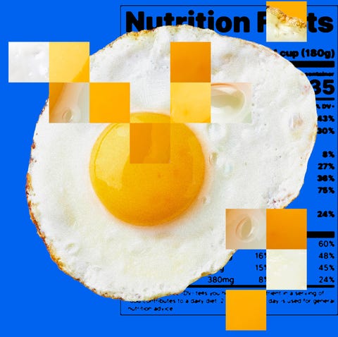 fried egg with nutritional information overlay