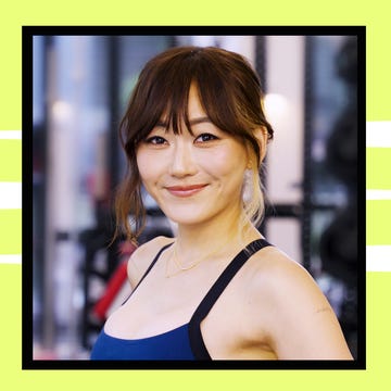 Person in a fitness setting wearing a blue top. Person in a fitness setting wearing a blue top.