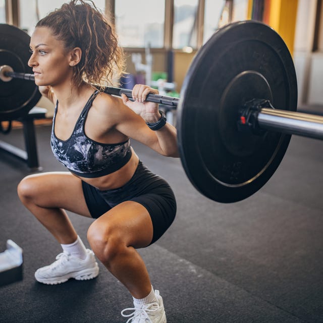 Woman exercising with weights