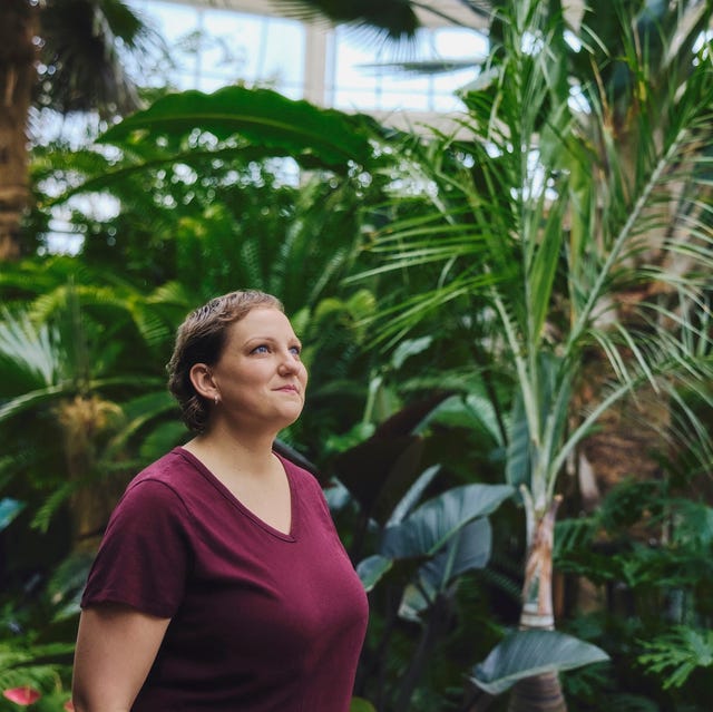 woman looking up