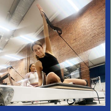 reformer pilates running up stairs