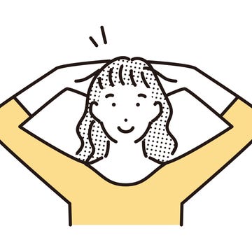 vector illustration of a woman doing a scalp massage