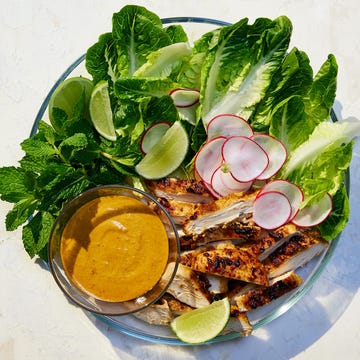 chicken lettuce wraps with sunbutter dressing