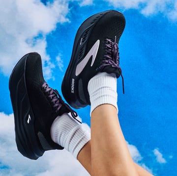 brooks running shoes displayed against a blue sky backdrop brooks running shoes displayed against a blue sky backdrop