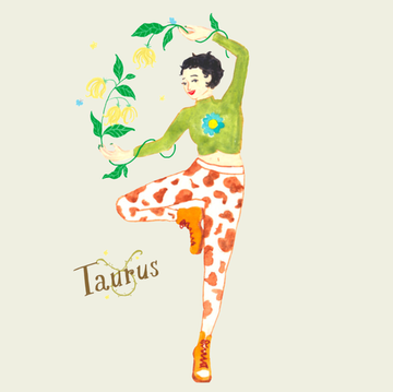 a stylized illustration of a person dancing with floral elements
