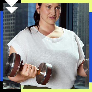 People lifting dumbbells indoors in collage format.