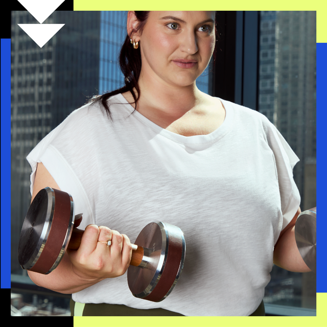 People lifting dumbbells indoors in collage format.