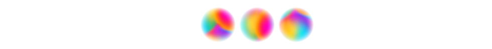 Three colorful, abstract ovals with gradient patterns on a black background. Three colorful, abstract ovals with gradient patterns on a black background.
