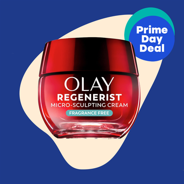 Olay Regenerist cream and Solawave LED mask with Prime Day Deal text