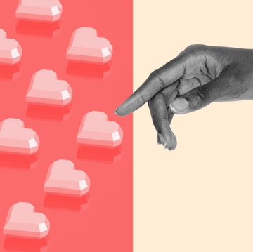 ai boyfriends digital hearts next to female hand pointing its finger